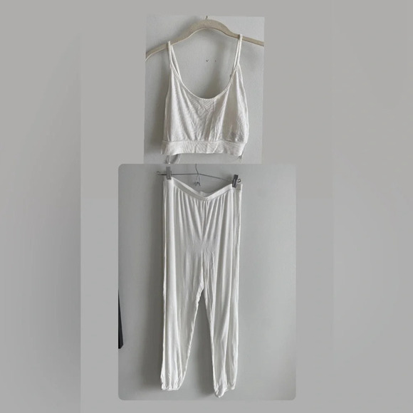White Comfortable Joe Fresh Pyjama Set Crop Tank & Pants  size XS - Picture 1 of 7